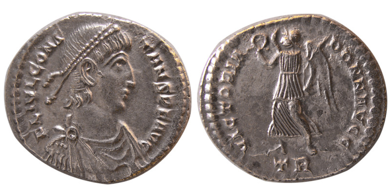 ROMAN EMPIRE; Constans. 337-350 AD. AR Siliqua (3.12 gm; 21 mm). Treveri (Trier)...