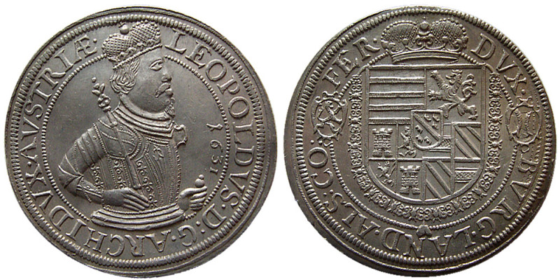 AUSTRIA, Archduke Leopold V. 1631. Silver Thaler (28.60 gm; 41 mm). House of Hab...