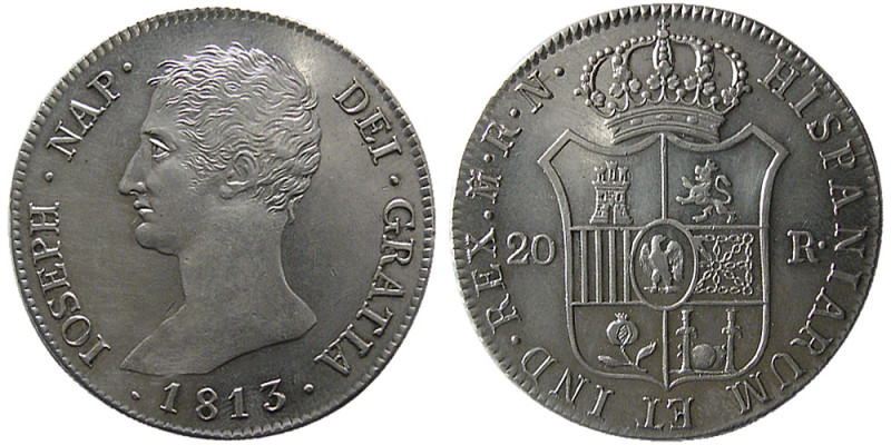 SPAIN, Joseph Napoléon Bonaparte, 1813, (Madrid) Silver 20 reales (26.98 gm; 39 ...