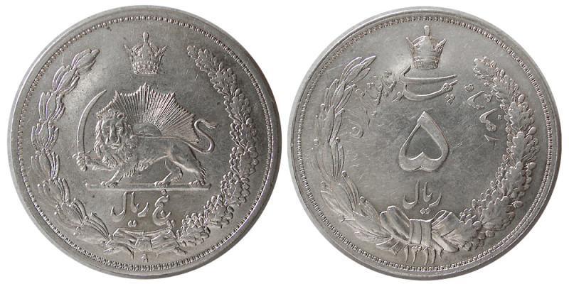 PERSIA, Pahlavi Dynasty, Reza Shah. 1925-1945 AD. AR 5 Rials (25.03 gm; 37 mm). ...