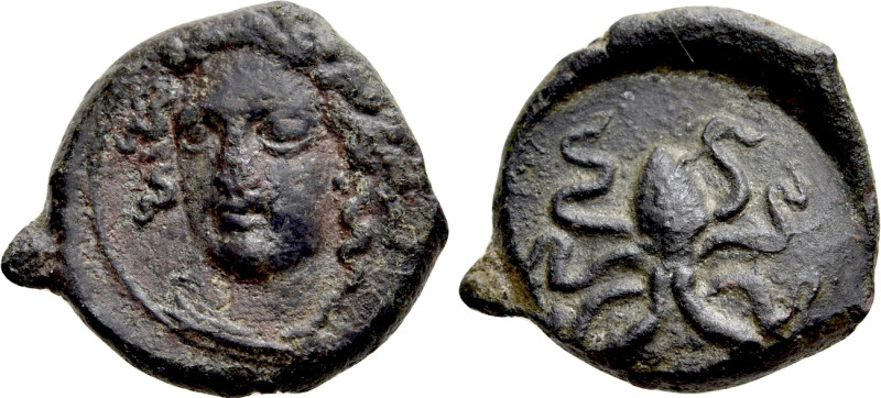 SICILY. Syracuse. Second Democracy (466-405 BC). Ae Trias . 

Obv: Head of Are...
