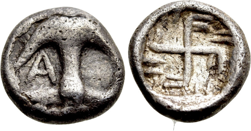 THRACE. Apollonia Pontika. Hemiobol (Circa 540/35-530 BC). 

Obv: Inverted anc...
