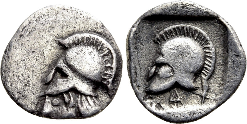 THRACO-MACEDONIAN TRIBES. Derrones(?). Hemiobol (Circa 5th century BC). 

Obv:...