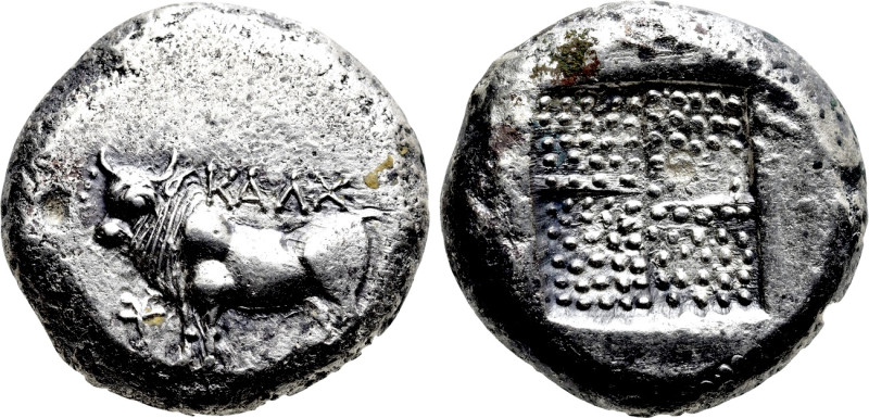 BITHYNIA. Kalchedon. Tetradrachm (Circa 387/6-340 BC). 

Obv: KAΛΧ. 
Bull sta...