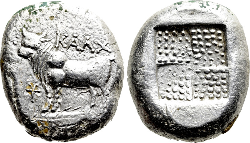 BITHYNIA. Kalchedon. Tetradrachm (Circa 387/6-340 BC). 

Obv: KAΛΧ. 
Bull sta...