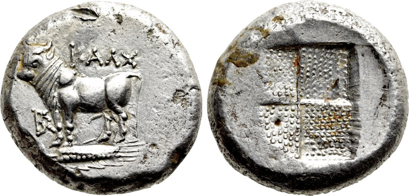 BITHYNIA. Kalchedon. Tetradrachm (Circa 387/6-340 BC).

Obv: KAΛΧ.
Bull stand...