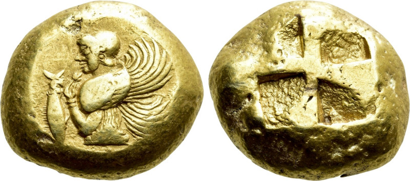 MYSIA. Kyzikos. EL Stater (Circa 550-450 BC)

Obv: Half-length figure of harpy...