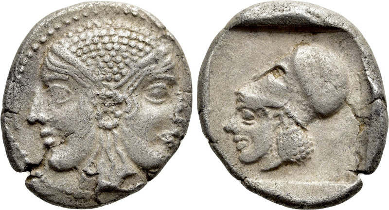 MYSIA. Lampsakos. Drachm (Circa 500-450 BC). 

Obv: Female janiform head.
Rev...