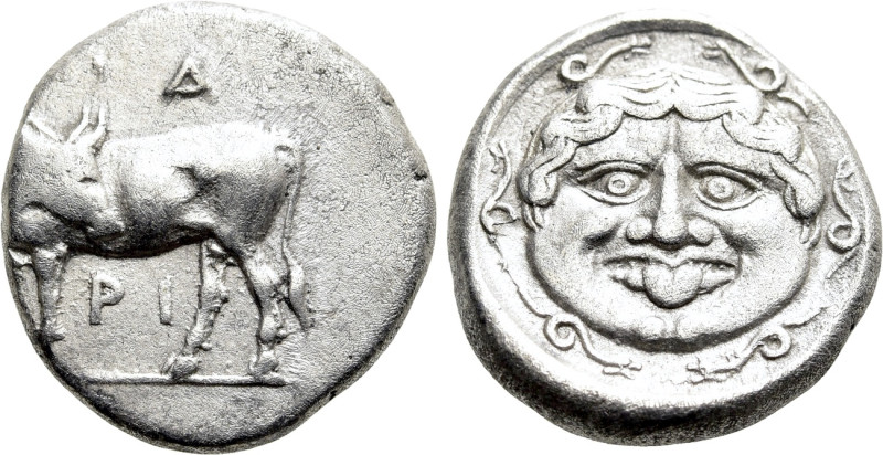 MYSIA. Parion. Hemidrachm (4th century BC). 

Obv: ΠΑ / ΡΙ. 
Bull, with head ...