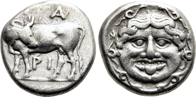 MYSIA. Parion. Hemidrachm (4th century BC). 

Obv: ΠΑ / ΡΙ. 
Bull, with head ...