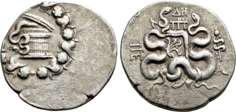 MYSIA. Pergamon. Cistophor (Circa 166-67 BC). 

Obv: Cista mystica with serpen...