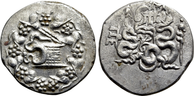 MYSIA. Pergamon. Cistophor (Circa 133-67 BC). 

Obv: Cista mystica with serpen...