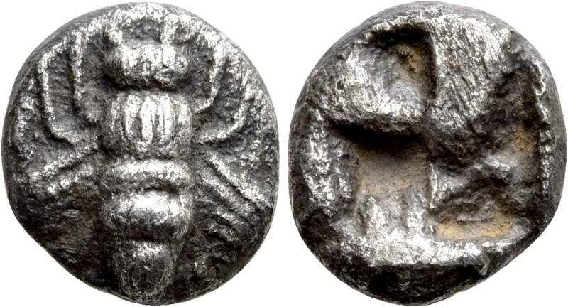 IONIA. Ephesos. Obol (Circa 550-500 BC). 

Obv: Bee.
Rev: Incuse square punch...