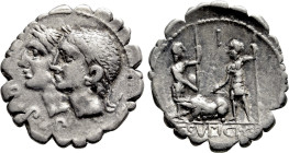 C. SULPICIUS C.F. GALBA. Serrate Denarius (106 BC). Rome