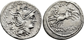 M. LUCILIUS RUFUS. Denarius. (101 BC). Rome