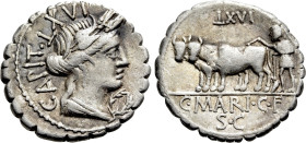 C. MARIUS C. F. CAPITO. Serrate Denarius (81 BC). Rome