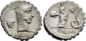 L. ROSCIUS FABATUS. Serrate Denarius (59 BC). Rome