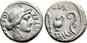 JULIUS CAESAR. Denarius (47-46 BC). Uncertain mint in North Africa, possibly Utica