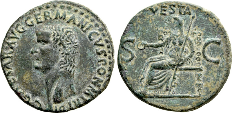 CALIGULA (37-41). As. Rome. 

Obv: C CAESAR AVG GERMANICVS PON M TR POT. 
Bar...