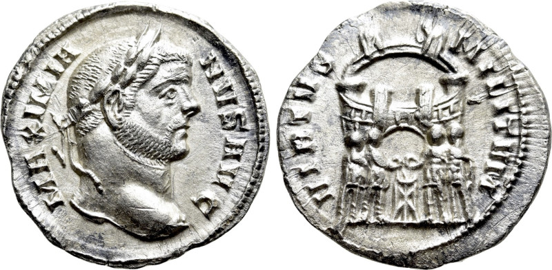 MAXIMIANUS HERCULIUS (Forst reign, 286-305). Argenteus. Treveri. 

Obv: MAXIMI...