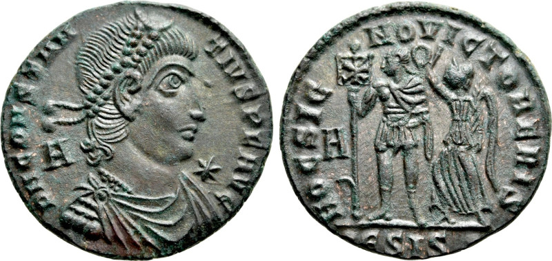 CONSTANTIUS II (337-361). Ae. Siscia. 

Obv: D N CONSTANTIVS P F AVG. 
Laurea...