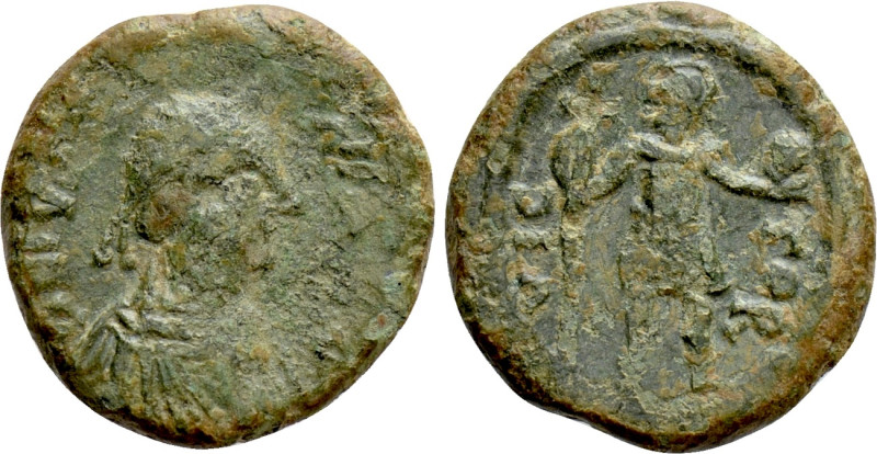 JUSTIN I ? (518-527). Pentanummium. Cherson. 

Obv: Diademed, draped and cuira...