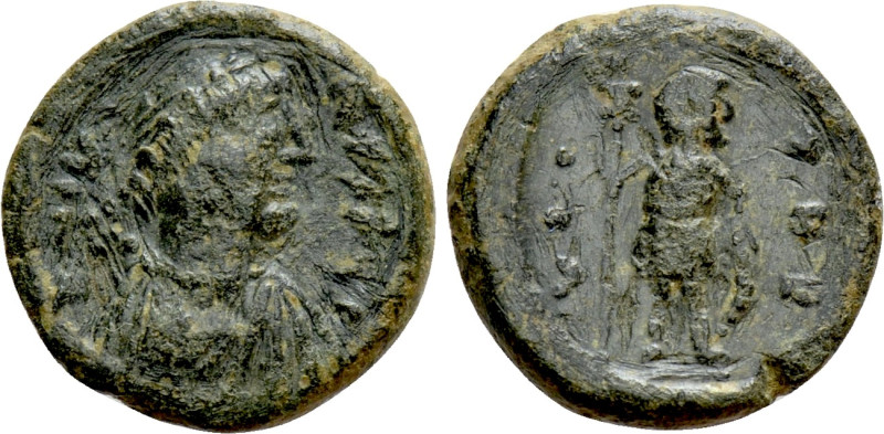 JUSTIN I (518-527). Pentanummium. Cherson. 

Obv: Diademed, draped and cuirass...