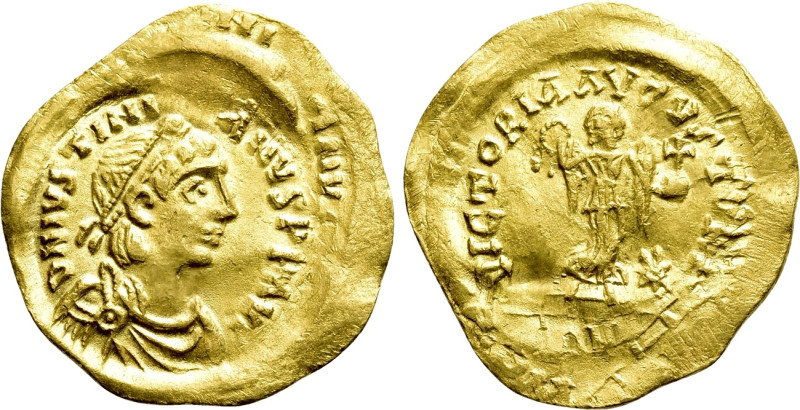 JUSTINIAN I (527-565). GOLD Tremissis. Constantinople. 

Obv: D N IVSTNIANVS P...