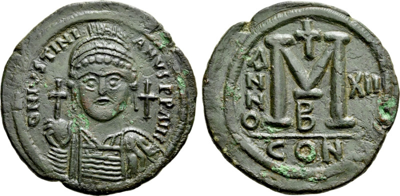 JUSTINIAN I (527-565). Follis. Constantinople. Dated RY 12 (538/9). 

Obv: D N...