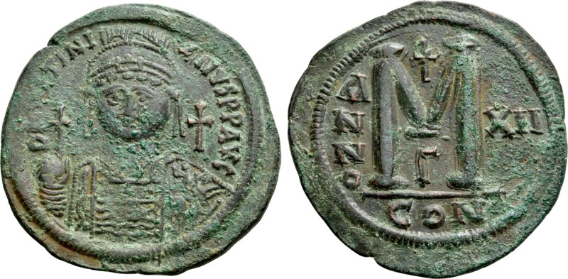 JUSTINIAN I (527-565). Follis. Constantinople. Dated RY 12 (538/9). 

Obv: D N...