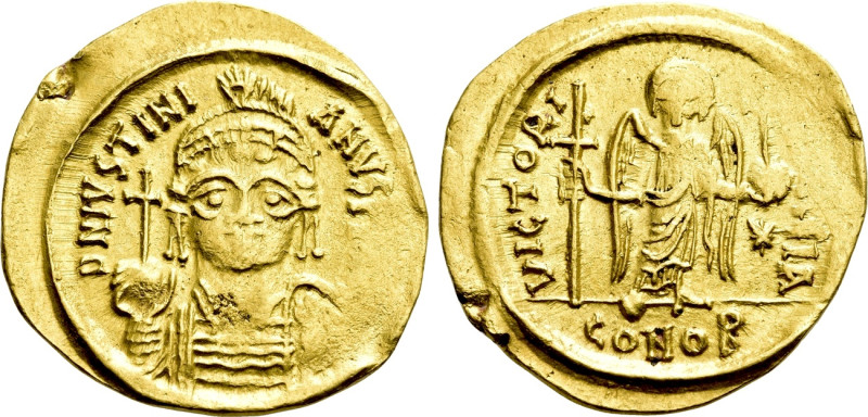 JUSTINIAN I (527-565). GOLD Solidus. Carthage. Dated IY 11 (AD 547/8). 

Obv: ...