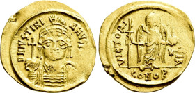 JUSTINIAN I (527-565). GOLD Solidus. Carthage. Dated IY 11 (AD 547/8)