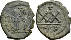 PHOCAS with LEONTIA (602-610). Half Follis. Thessalonica