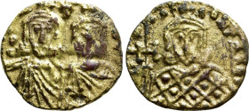 CONSTANTINE V COPRONYMUS, with LEO IV and LEO III (741-775). Fourrèe Solidus. Syracuse
