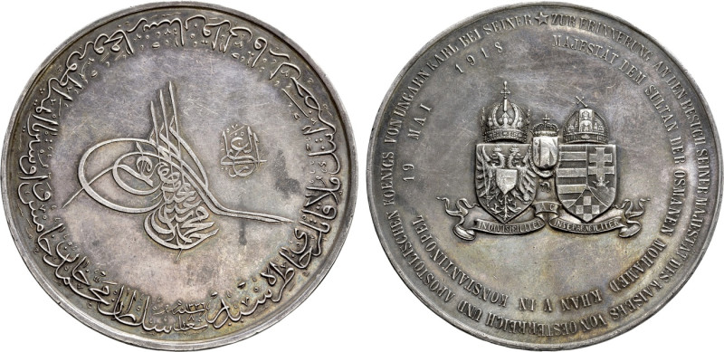 ISLAMIC. Ottoman Empire. Turkey. Mehmed V (1909-1918 AD). AR Medal. For the visi...