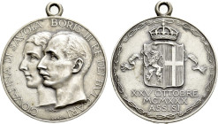 ITALY. Boris III of Bulgaria (1918-1943). Silver Medal (1930). Commemorating his marriage to Giovanna di Savoia. By E. Monti