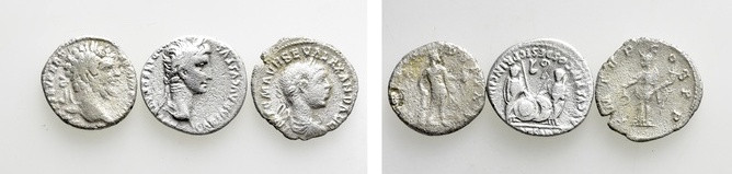 3 Denarii; Augustus etc. 

Obv: .
Rev: .

. 

Condition: See picture.

...