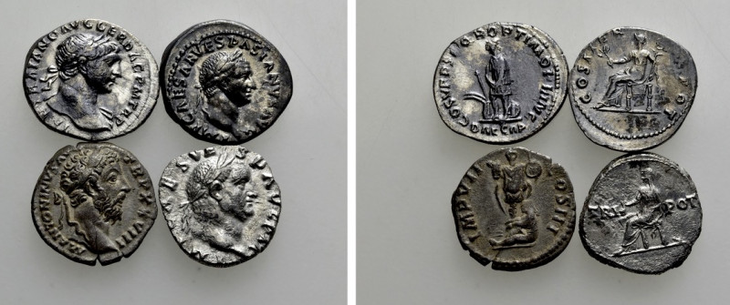 4 Roman Denarii. 

Obv: .
Rev: .

. 

Condition: See picture.

Weight: ...