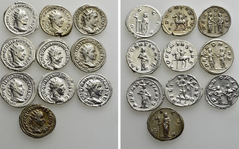 10 Antoniniani of Trajanus Decius. 

Obv: .
Rev: .

. 

Condition: See pi...