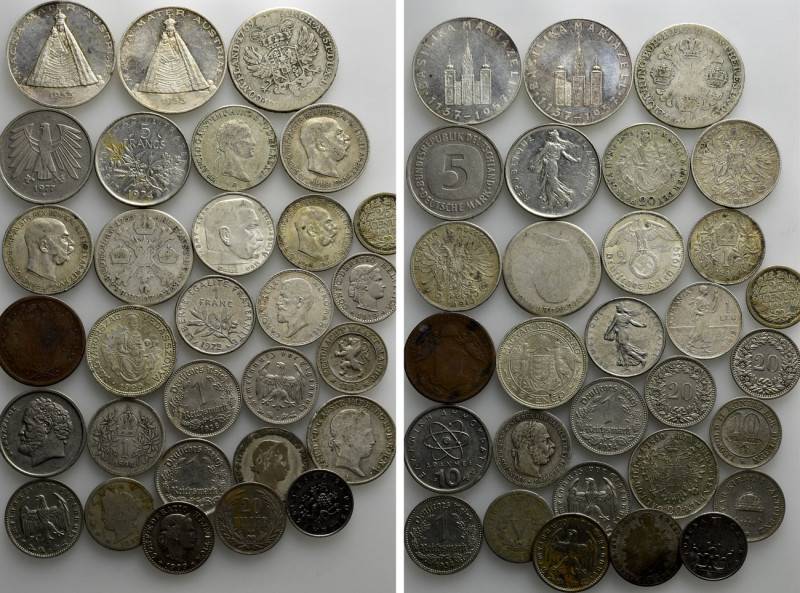 30 Modern Coins; Including Many Silver Coins; Austria, Romania, US etc. 

Obv:...