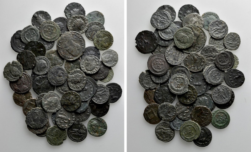Circa 50 Late Roman Coins. 

Obv: .
Rev: .

. 

Condition: See picture.
...