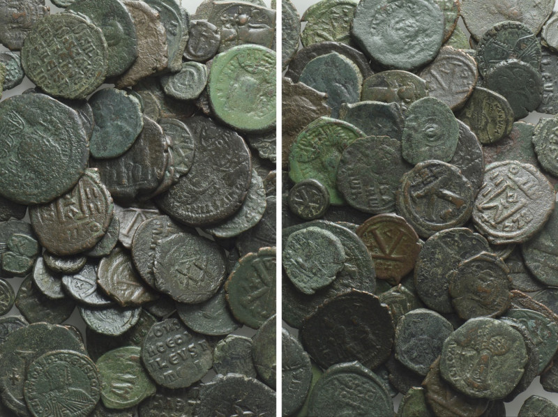 Circa 100 Byzantine Coins. 

Obv: .
Rev: .

. 

Condition: See picture.
...