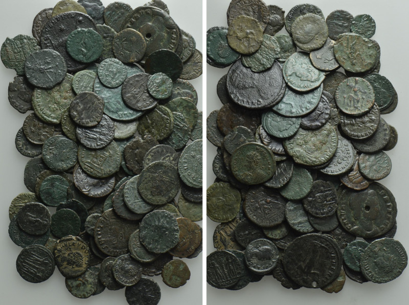 Circa 100 Late Roman Coins. 

Obv: .
Rev: .

. 

Condition: See picture....