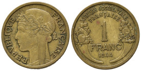 AFRICA OCCIDENTALE FRANCESE. 1 Franc 1944. KM2. BB