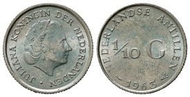 ANTILLE OLANDESI. 1/10 Gulden 1963. Ag. KM3. FDC