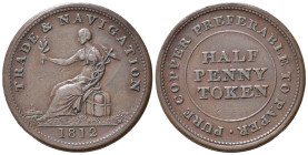 CANADA. Trade & Navigation. Half penny token 1812. qSPL
