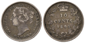 CANADA. Victoria. 10 Cents 1890 H. Ag. BB