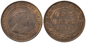 CANADA. Edoardo VII. 1 Cent 1910. Cu. Km 8. qFDC