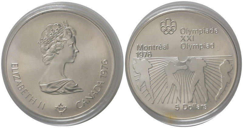 CANADA. Elisabetta II. 5 Dollars 1976 Olimpiadi di Montreal. Ag. FDC