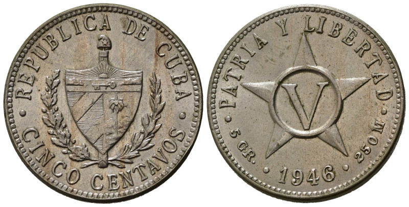 CUBA. 5 Centavos 1946. Ni. KM#11.3. qFDC